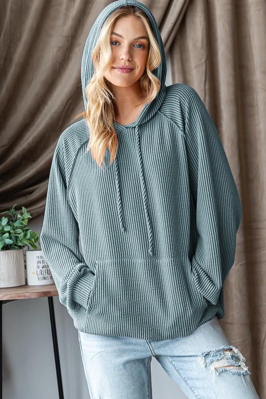 LONG SLEEVE RIBBED HOODIE