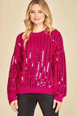 Fuschia Metallic Sweater