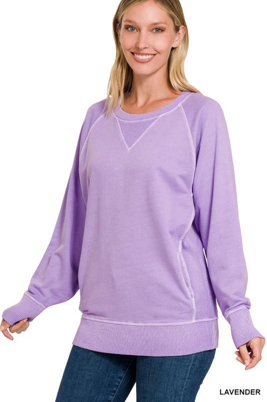 Pigment Dyed French Terry Pullover with Pockets