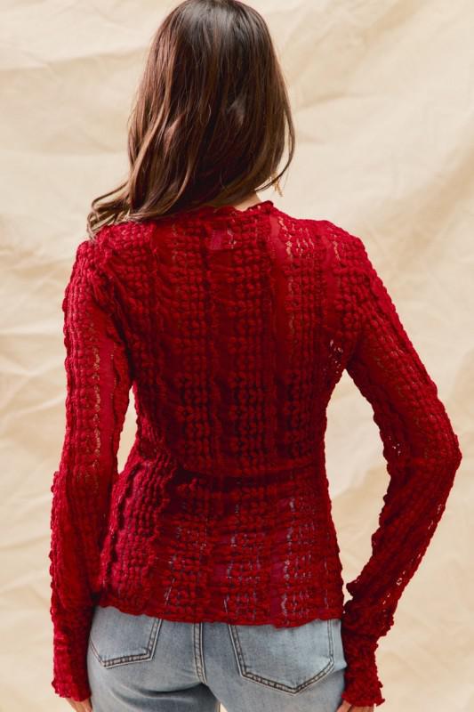 Christmas Stretched Sheer Lace Casual Top