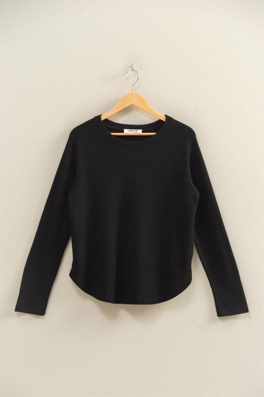 Brushed Waffle Raglan Long Sleeve Casual Top