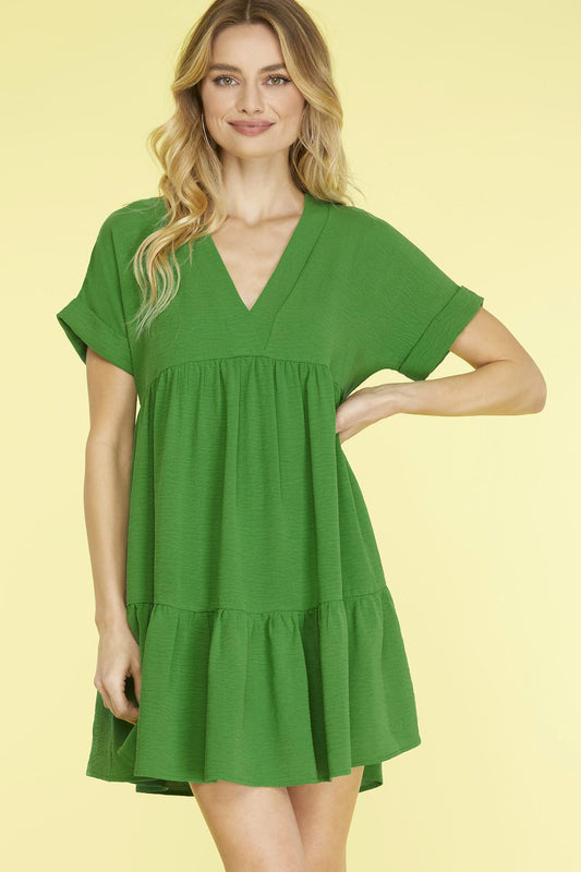 Green V-Neck Dress