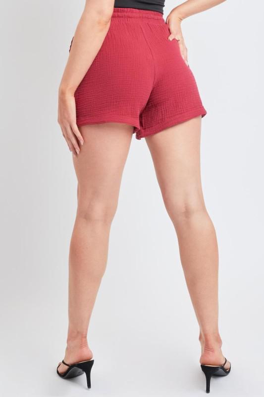 Double Gauze Drawstring Banded Hem Shorts