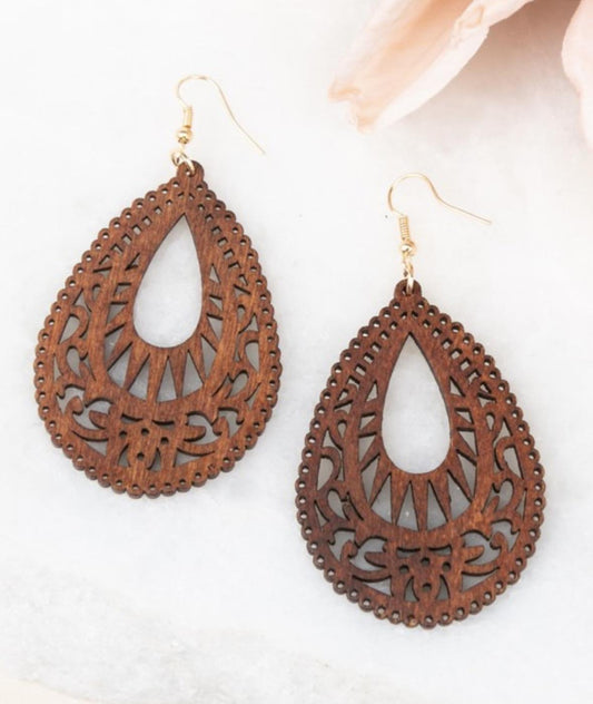 Wooden Teardrop Earring