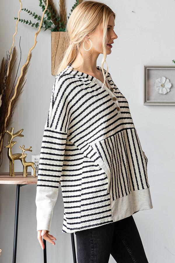 Striped Hoodie Top