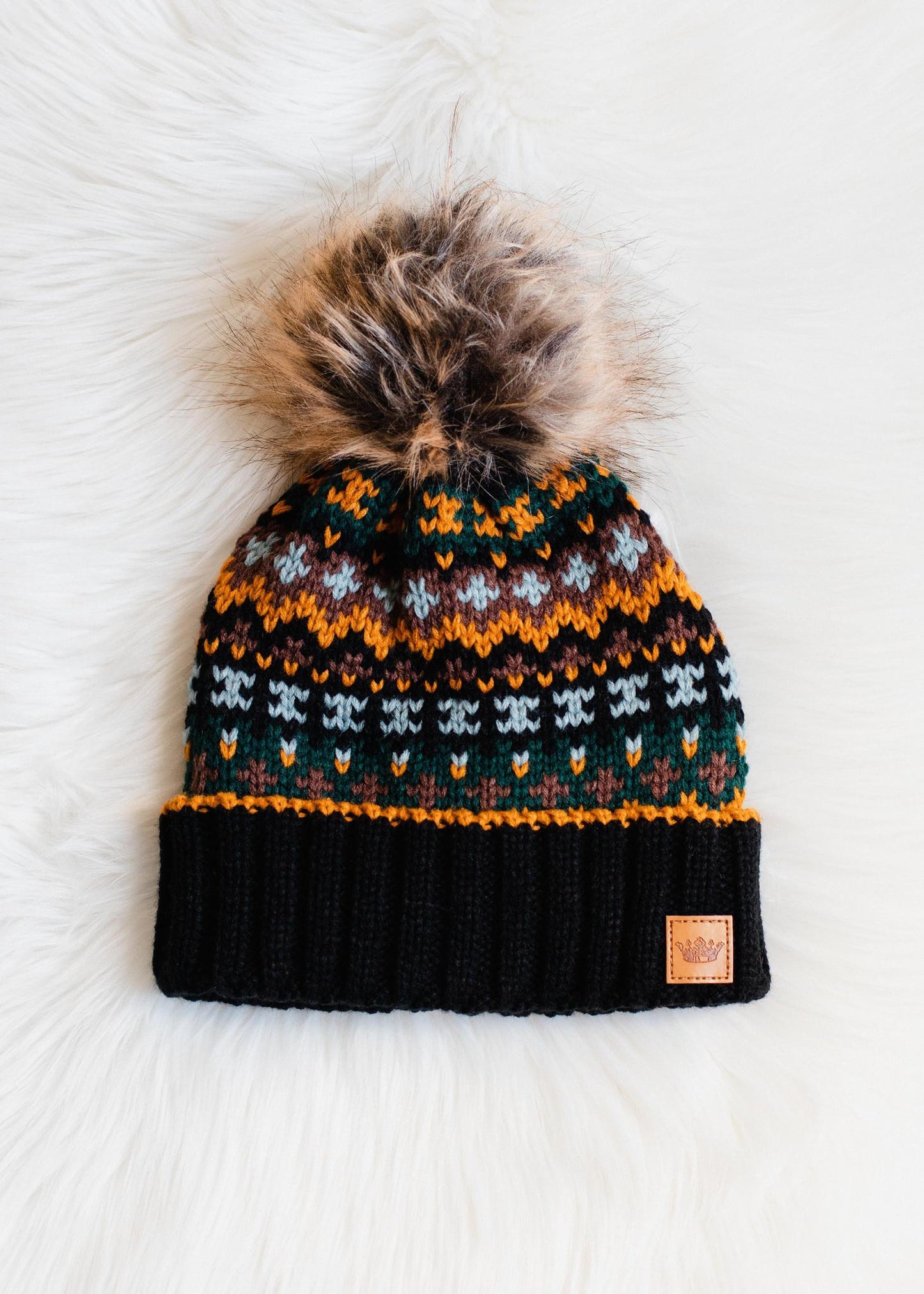 Black & Multicolored Pom Hat