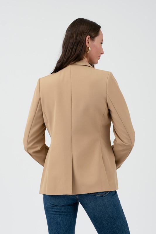 Gold Hardware Button Cuff Blazer