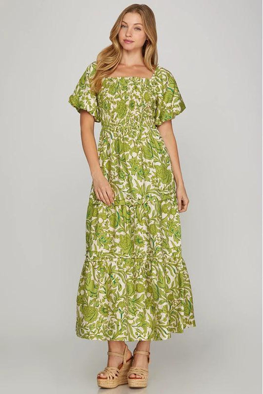 Puff Sleeve Floral Dress