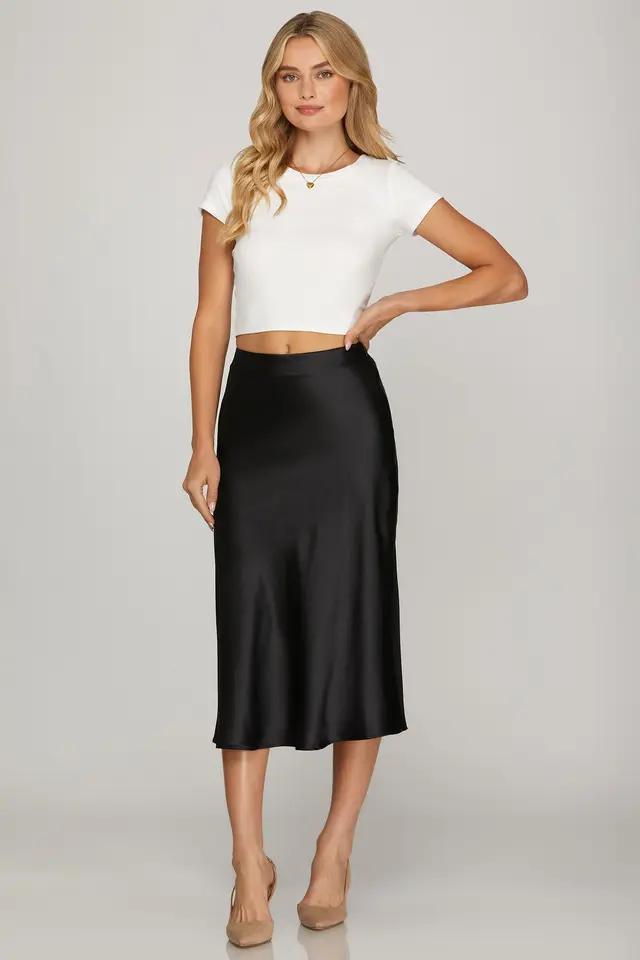 Satin Bias Midi Skirt