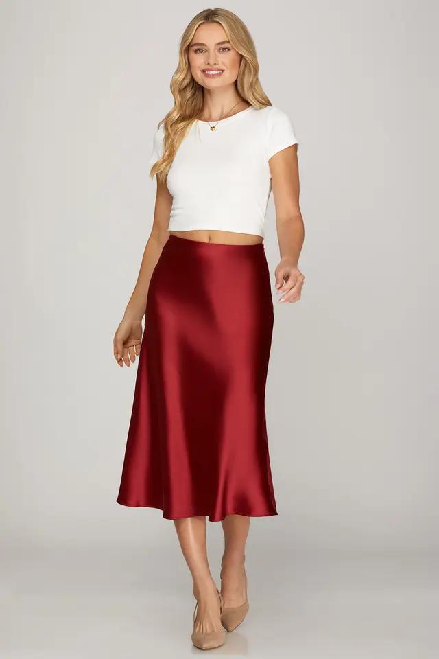 Satin Bias Midi Skirt
