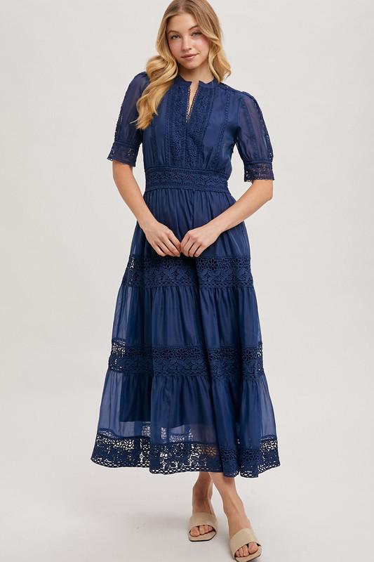 Elegant Lace Tiered Maxi Dress
