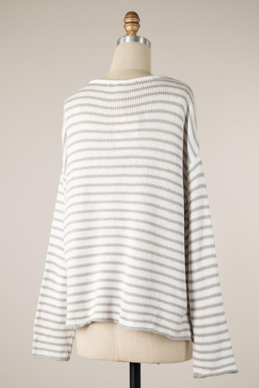 Striped Round Neck Sweater Top