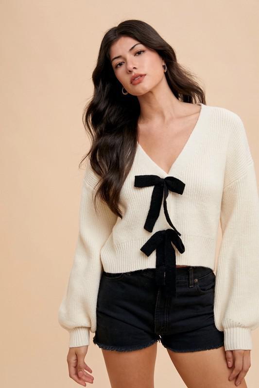 Ivory Front Tie Cardigan