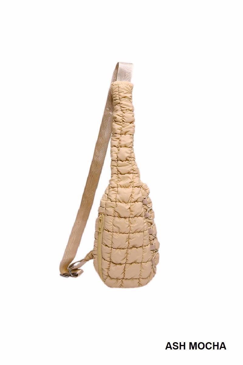 QUILTED PUFFY CROSSBODY SLING BAG