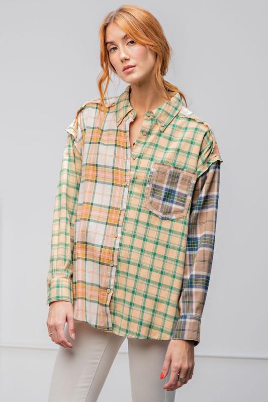 MIXED PLAID SHIRT