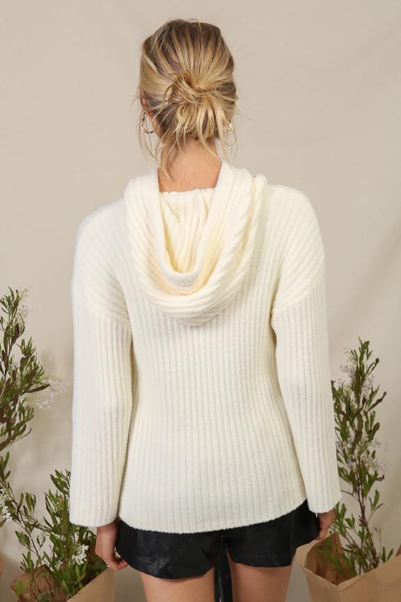 ribbed hooded sweater